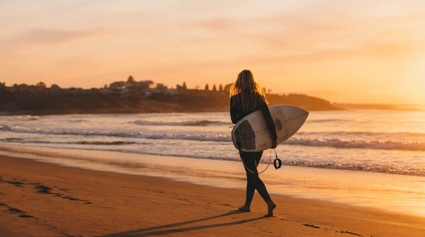 Surfer at golden hour